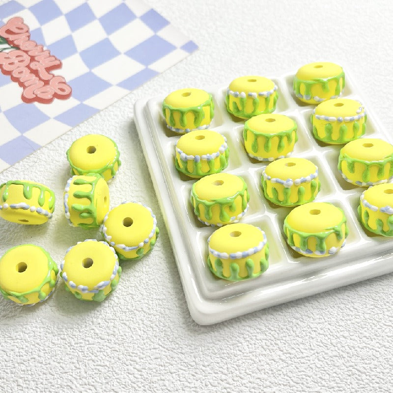 Painted Cake Acrylic Beads 14x20mm Colorful Dripping Icing 10pcs 3