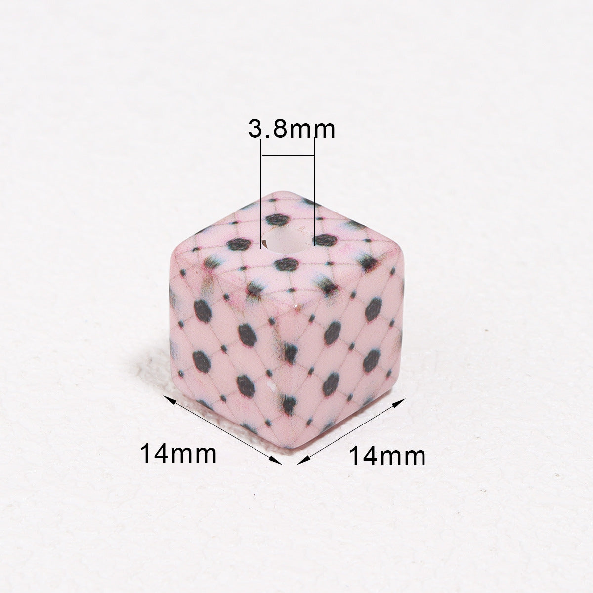 Colored Cube Acrylic Beads 14mm Printed Rose Pattern 10pcs 4
