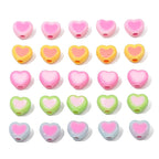 Colorful Heart Acrylic Beads 8x7mm Pastel Mixed 60pcs