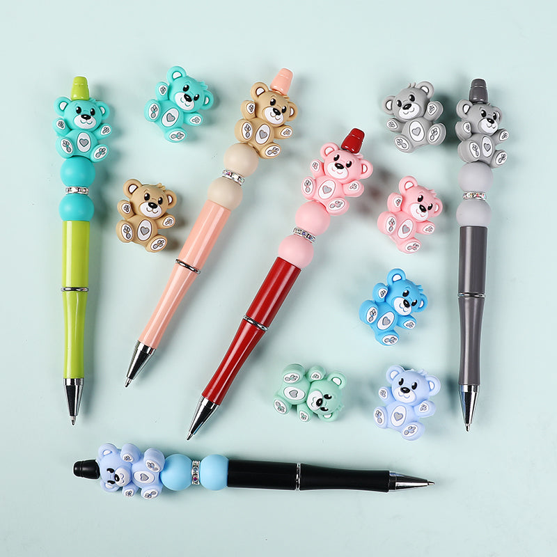 Silicone 3D Focal Beads Hug Bear Outstretched Arms 20pcs 7