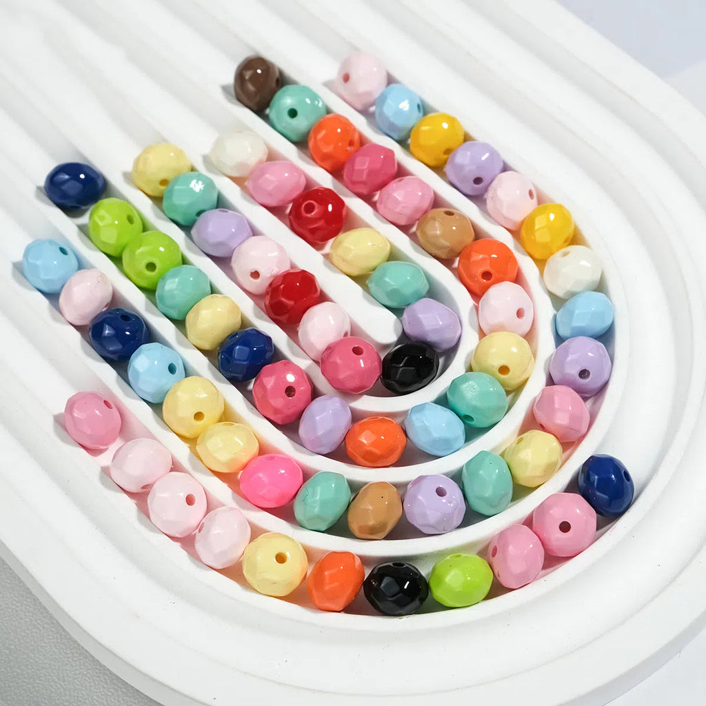 Acrylic Faceted Spacer Beads 8mm Baking Painted Solid Color 50pcs 4