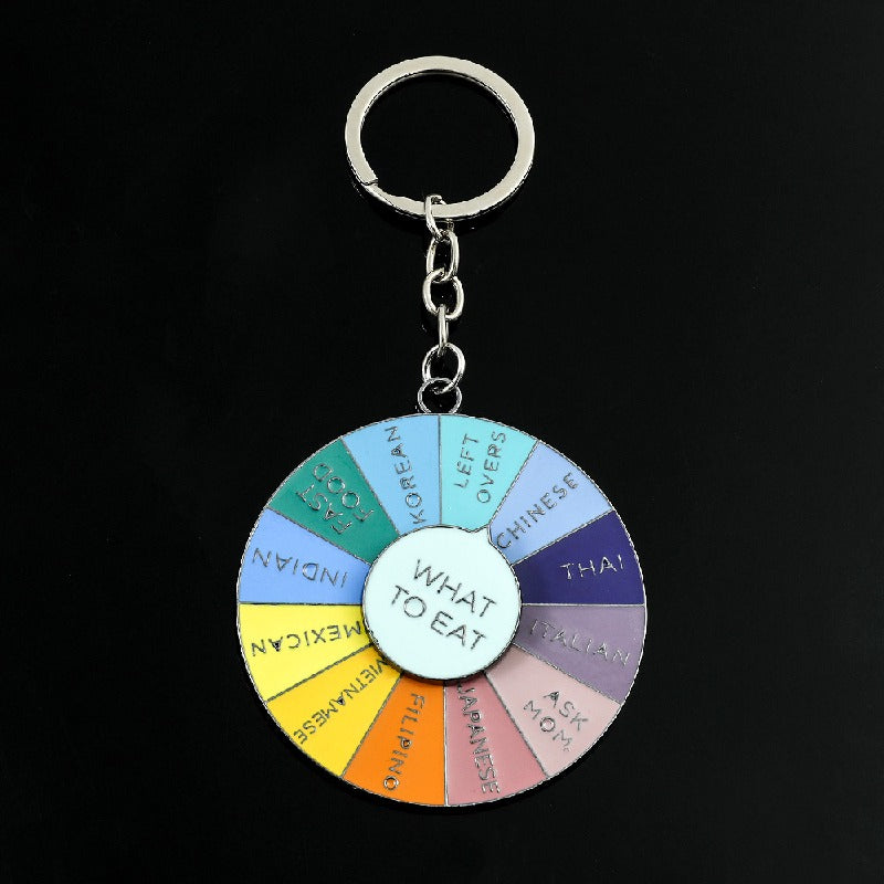 Alloy Rotating Disc What To Eat Keychain Colorful Food Choices 2