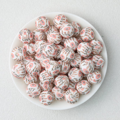15mm Printed Silicone Beads with Nurse Ambulance and Floral Designs 50pcs 3
