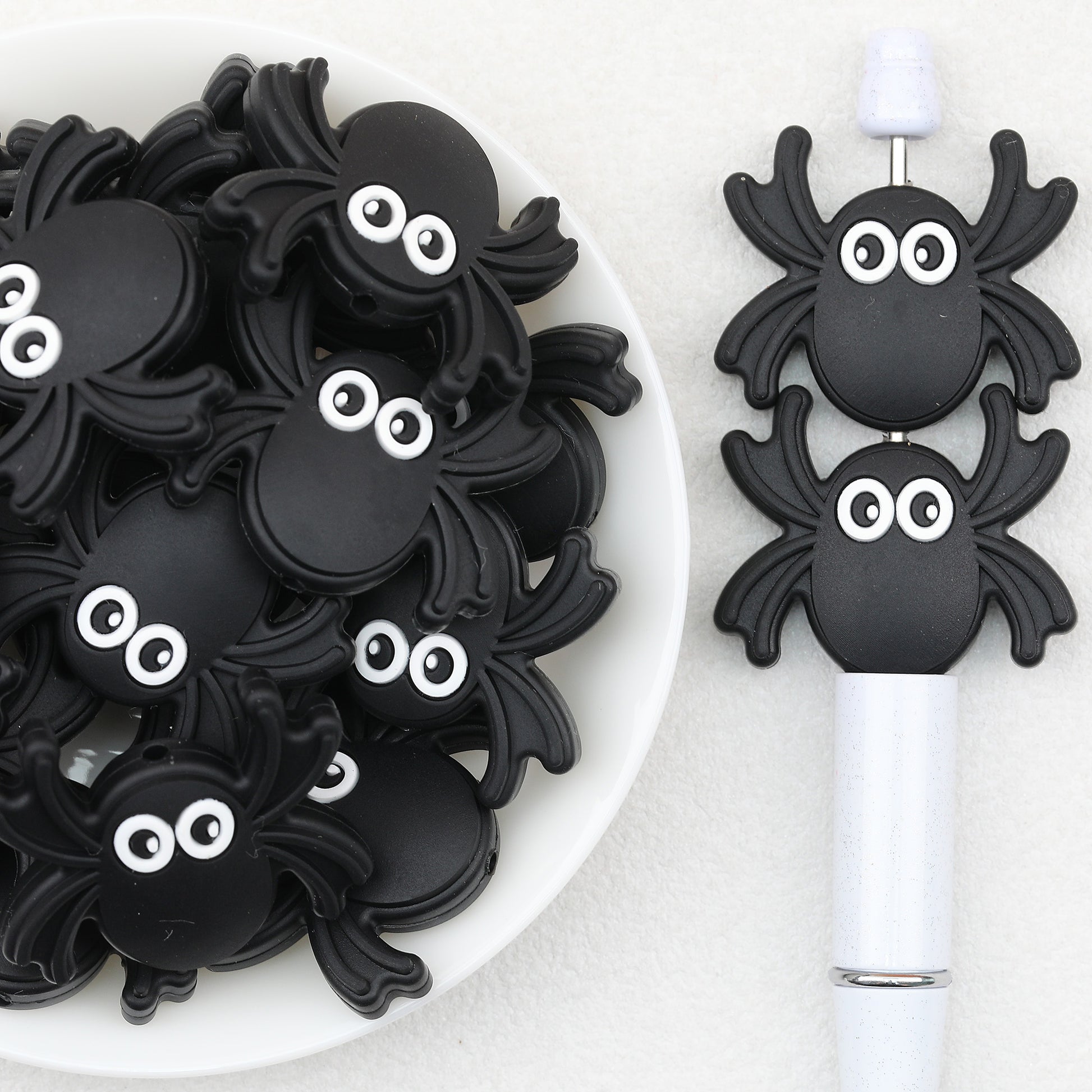 Halloween Black Spider Silicone Focal Beads 20 pcs
