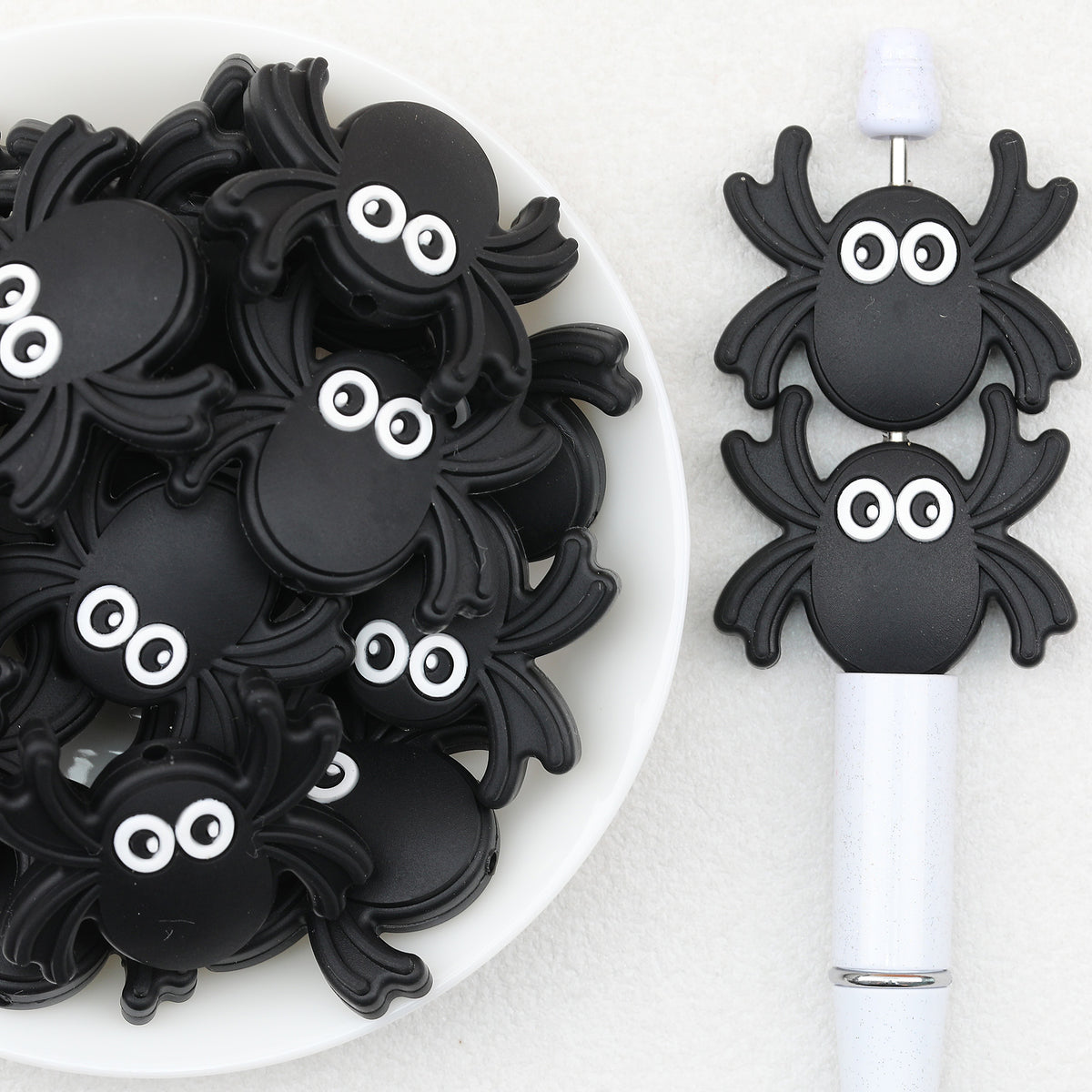 Halloween Black Spider Silicone Focal Beads 20 pcs