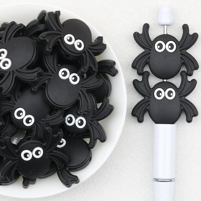 Halloween Black Spider Silicone Focal Beads 20 pcs