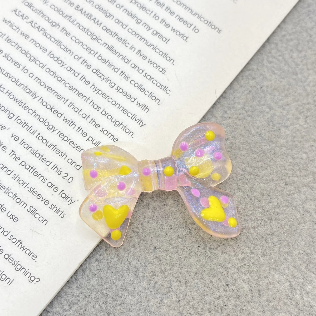 Hand Painted Bow Acrylic Beads 25-33mm Colorful Polka Dot 10pcs 2