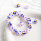 Colorful 14mm Floral Round Glass Beads with 2mm Hole 10pcs 3