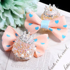 Fancy Heart Bow Acrylic Beads with Rhinestones 23mm 3pcs