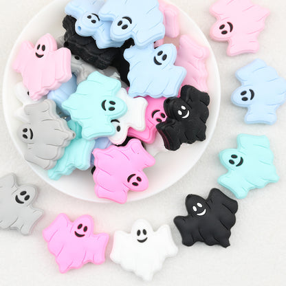 Halloween Multicolor Ghost Silicone Focal Beads 20pcs