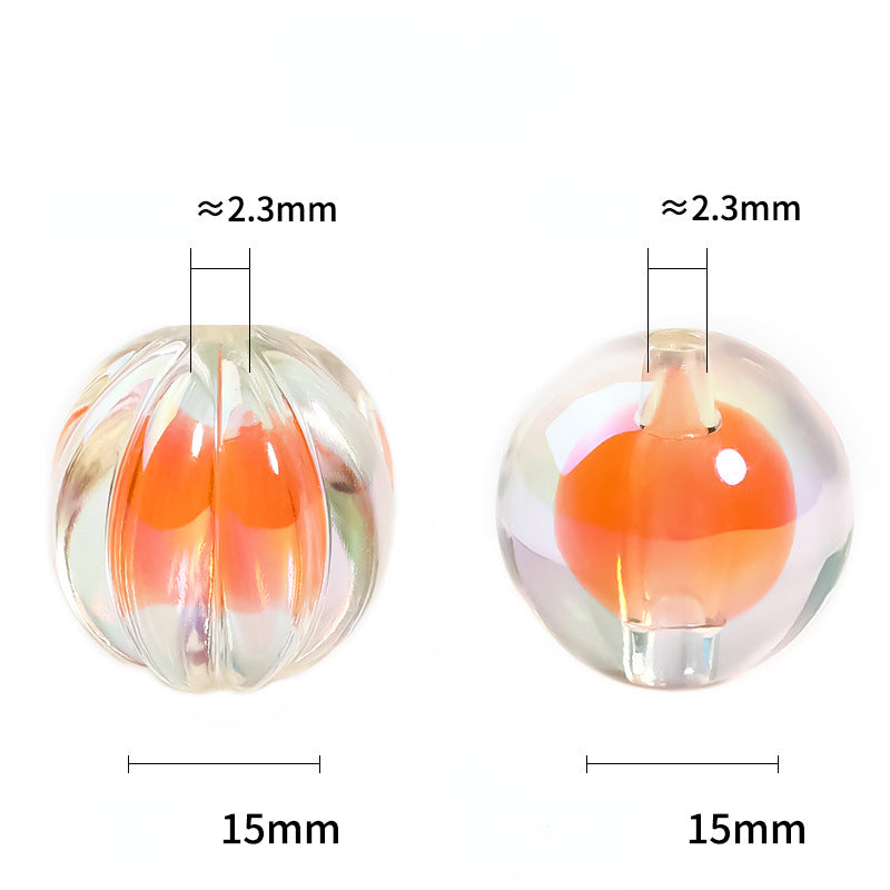 Dyed Core Round Acrylic Beads 15mm Translucent Multicolor 30pcs 2