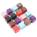 Houndstooth Square Acrylic Beads 16mm Colorful Pattern 10pcs 5