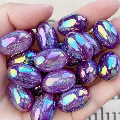 Electroplated Opal Jujube Shaped Resin Beads 21mm Iridescent 10pcs 7