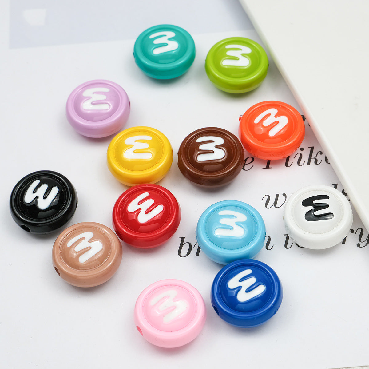 Baking Painted Acrylic Beads 18mm Enamel Candy Letter 50pcs 2