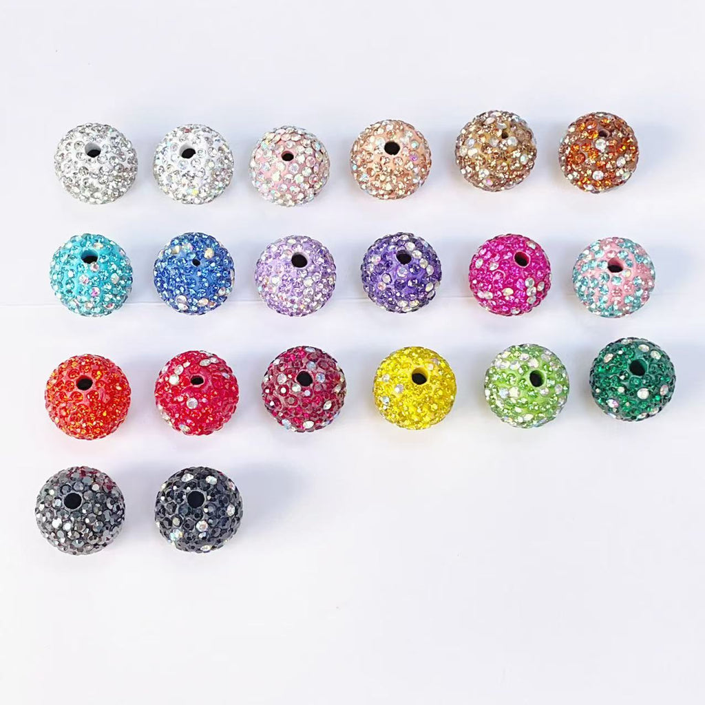 Colored Clay Ball Rhinestone Beads 16mm Glass Glaze 20pcs