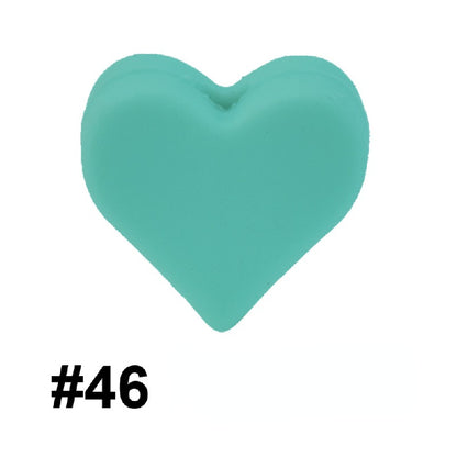 Colorful Pastel Mix Heart 14mm Silicone Beads Solid Color Matte Finish 50pcs 22