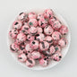 15mm Floral Printed Silicone Round Beads Soft Pastel Color 50pcs 3