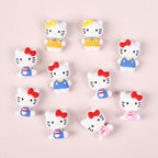 Silicone 3D Focal Beads Hello Kitty Wearing Blue Pink Yellow Clothes 20pcs 4
