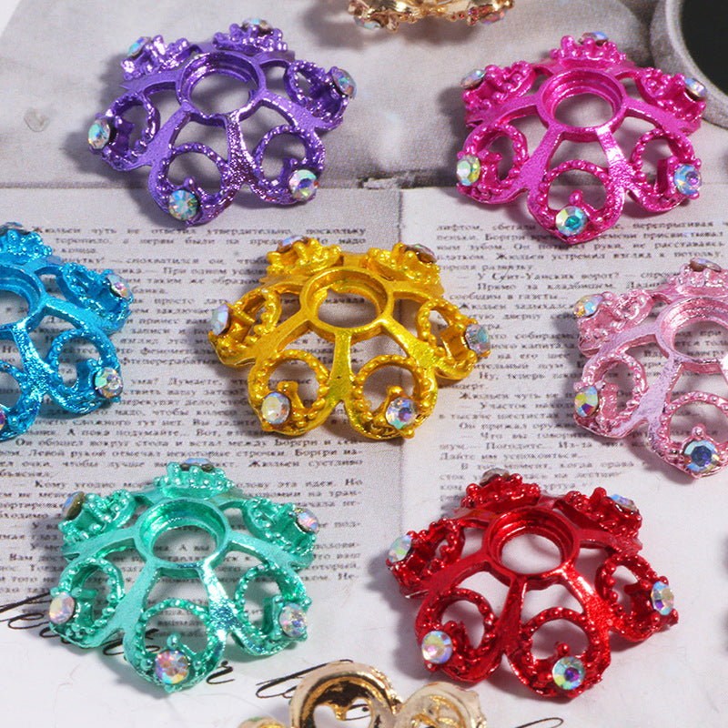 17mm Hollow Snowflake Alloy Rhinestone Spacer Beads 10pcs 3