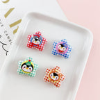 Checkered Star Shaped Acrylic Beads with Penguin Print 20*18mm 20pcs 5