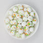 Floral Pattern 15mm Silicone Beads Light Color Printed Design 50pcs - Ladybug