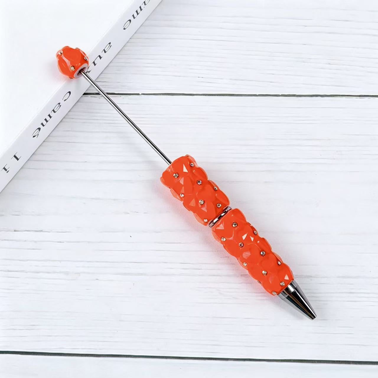 Beadable Plastic Pen with Colorful Heart and Rhinestone Design 12