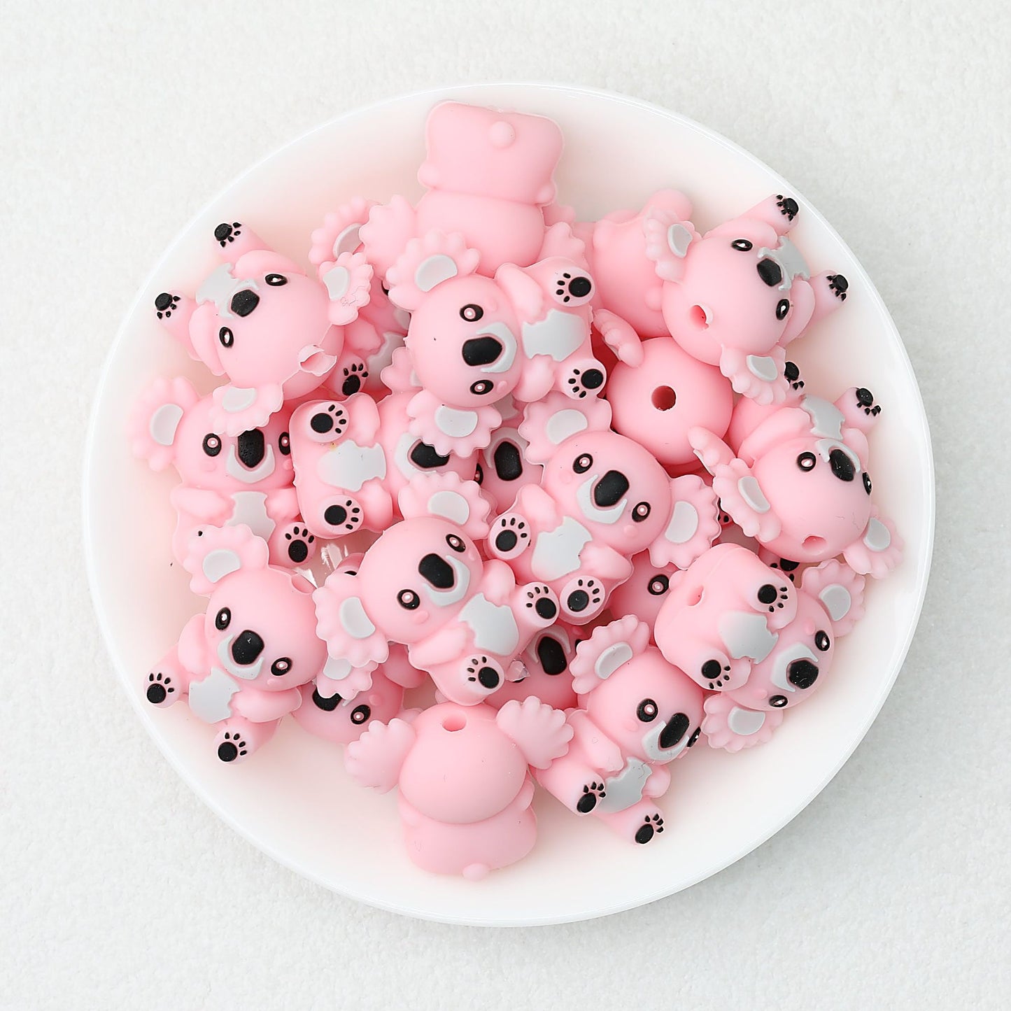 Cute 3D Koala Baby Silicone Focal Beads 20 Pcs - Pink