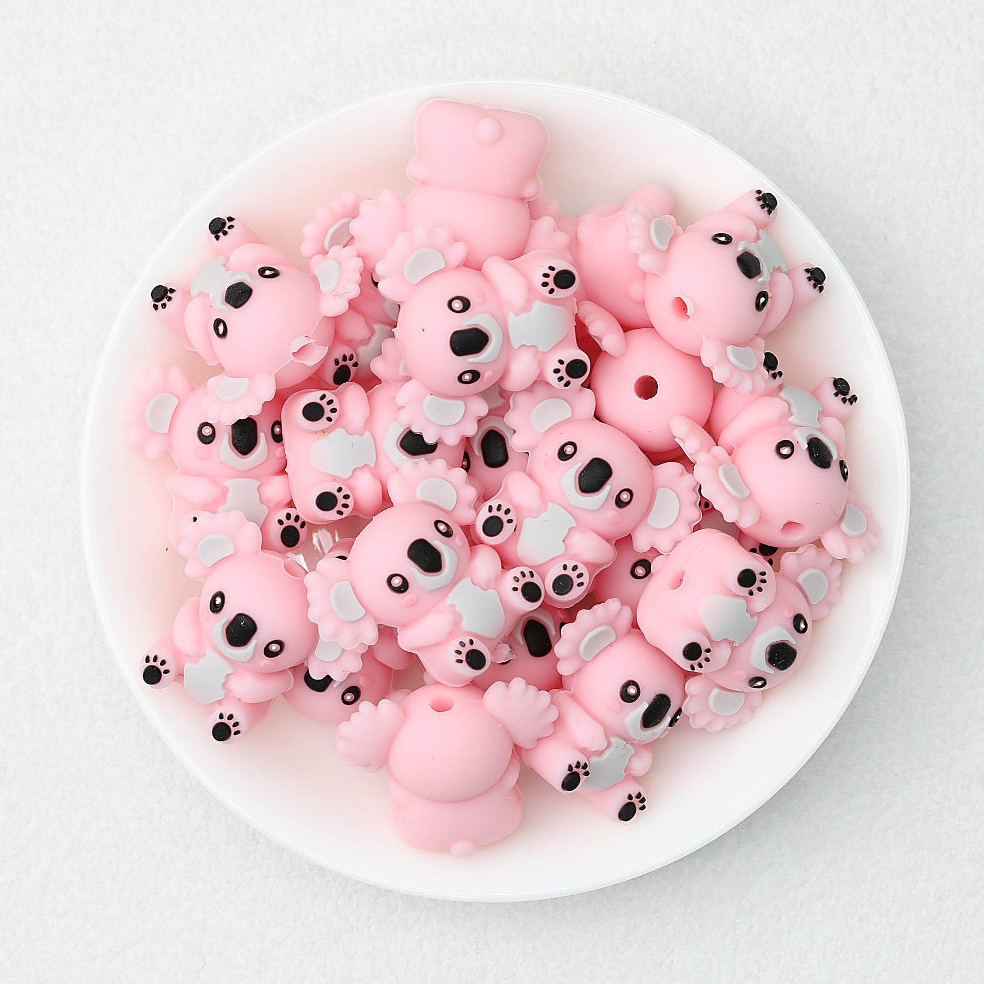 Cute 3D Koala Baby Silicone Focal Beads 20 Pcs - Pink