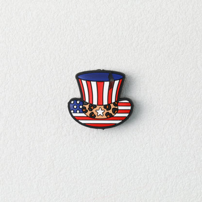 US Independence Day Gentleman Hat Silicone Focal Beads 20pcs 3