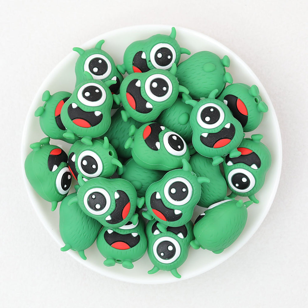 Green Monster 3D Silicone Focal Beads Toy Design 20pcs