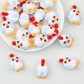 Cute 3D Chicken Silicone Focal Beads White Blue Yellow Red 20pcs
