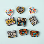 Silicone Focal Beads Teachers Day Heart Shaped Text Motifs 20pcs