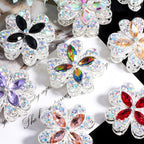 Alloy Clover Rhinestone Beads 30mm Fancy Decorative Charms 3pcs