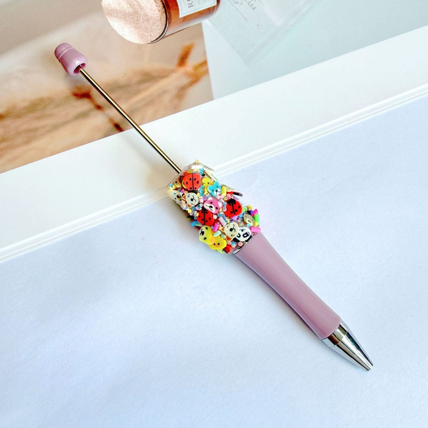 Creative Animal Cartoon Patch Rainbow Heart Beadable Pen 23
