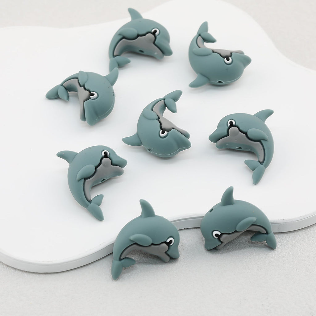 Cute 3D Dolphin Silicone Focal Beads 20 pcs