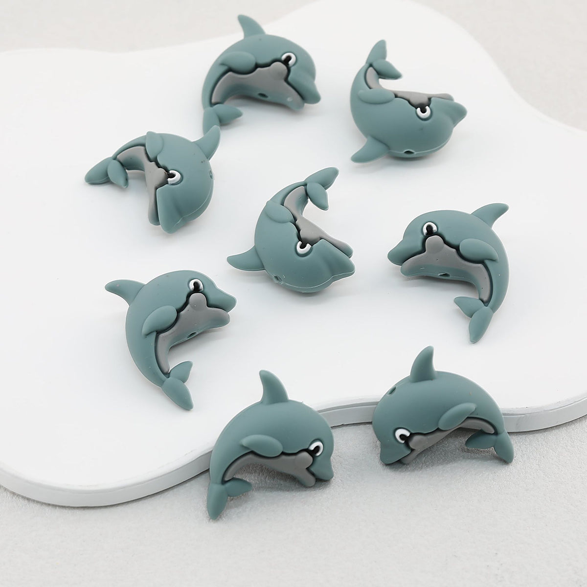 Cute 3D Dolphin Silicone Focal Beads 20 pcs