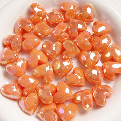 Faceted Heart Acrylic Beads 17.5mm Pastel Vibrant Mixed 10pcs 6