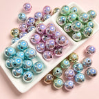 Laser Round Acrylic Beads 16mm Iridescent Glossy Colors 10pcs