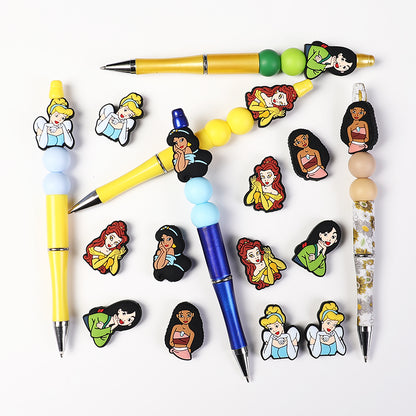 Silicone Focal Beads Disney Princess Front Facing Detailed Faces 20pcs 7