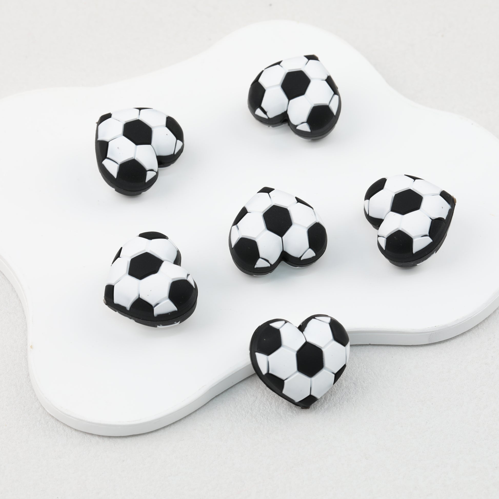 3D Black and White Soccer Ball Silicone Focal Beads 20pcs 2
