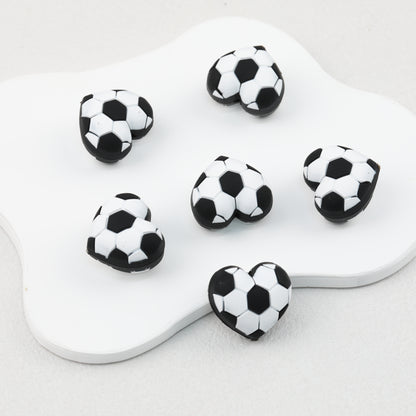 3D Black and White Soccer Ball Silicone Focal Beads 20pcs 2