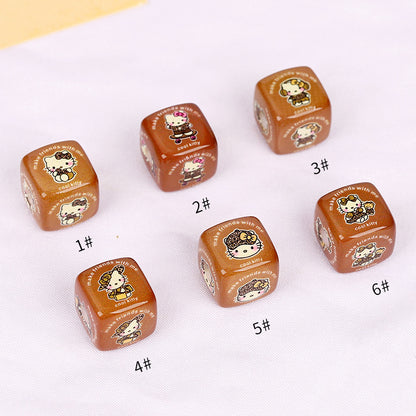 Square Acrylic Beads 14mm Leopard Puppy Pattern 10pcs 5