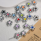 Silver Cherry Blossom Acrylic Beads 12mm Enamel 50pcs