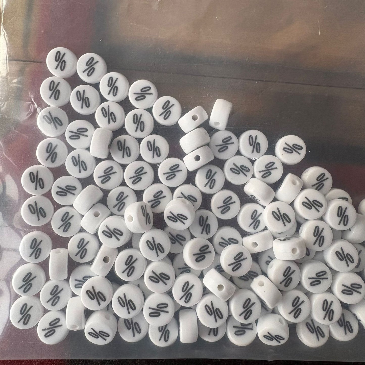 Special Character Flat Acrylic Beads 7mm 10pcs per Pack 11