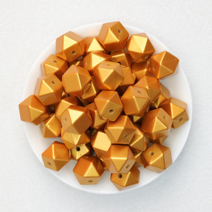14mm Metallic Hexagon Silicone Beads 50pcs 3