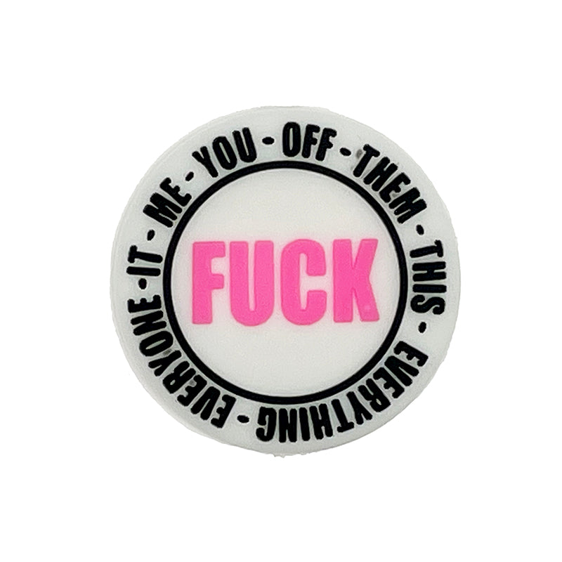 Silicone Focal Beads Bold Text Circular FUCK Edgy Style 20pcs 3