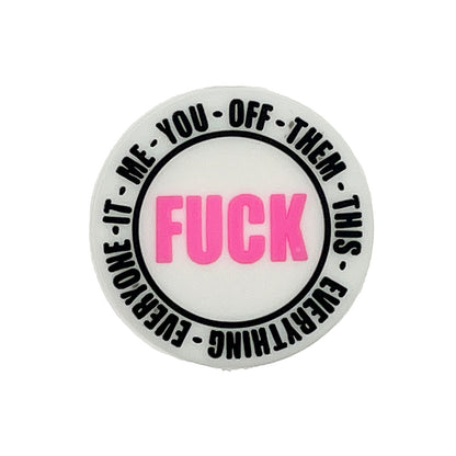 Silicone Focal Beads Bold Text Circular FUCK Edgy Style 20pcs 3