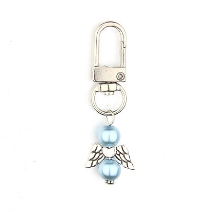 Mini Alloy Baby Love Keychain with Pastel Pearl Beads 2