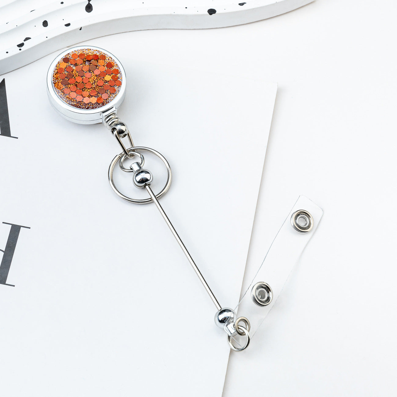 Beadable Badge Bar Reels With Glitter
