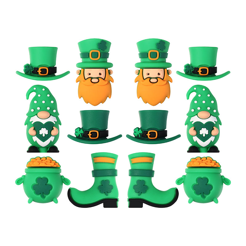 Silicone 3D Focal Beads St Patricks Day Lucky Hat With Clover Detail 20pcs